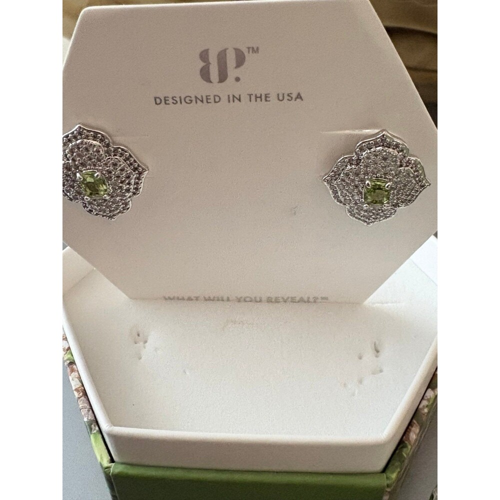Peridot Green on Silver BP Earrings